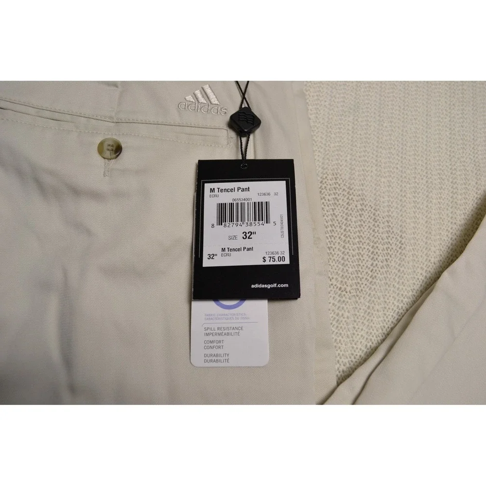 Adidas Men's Casual Tencel Pant Ecru Golf Chino Casual‎ Size 32 Performance